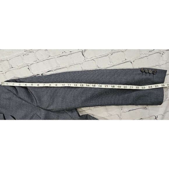 Ralph Lauren Dillard's Blue Label 100% Wool Gray Striped Blazer Jacket MENS 46L - Picture 6 of 13